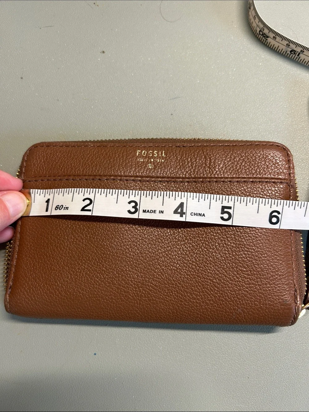 Fossil Brown Pebbled Leather Wristlet